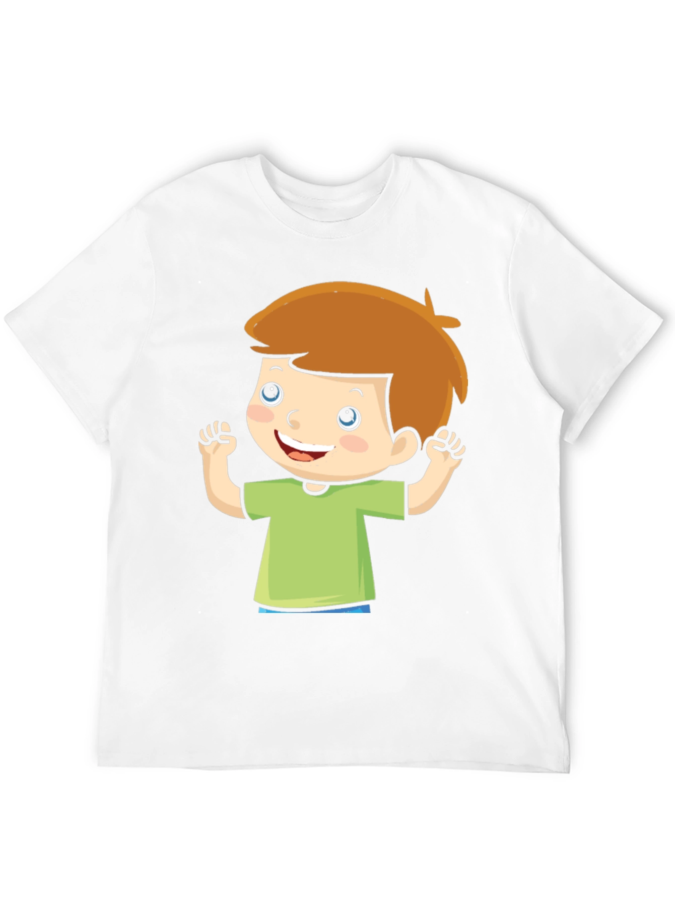 Cartoon Boy Graphic Tee - Black Cotton T-Shirt