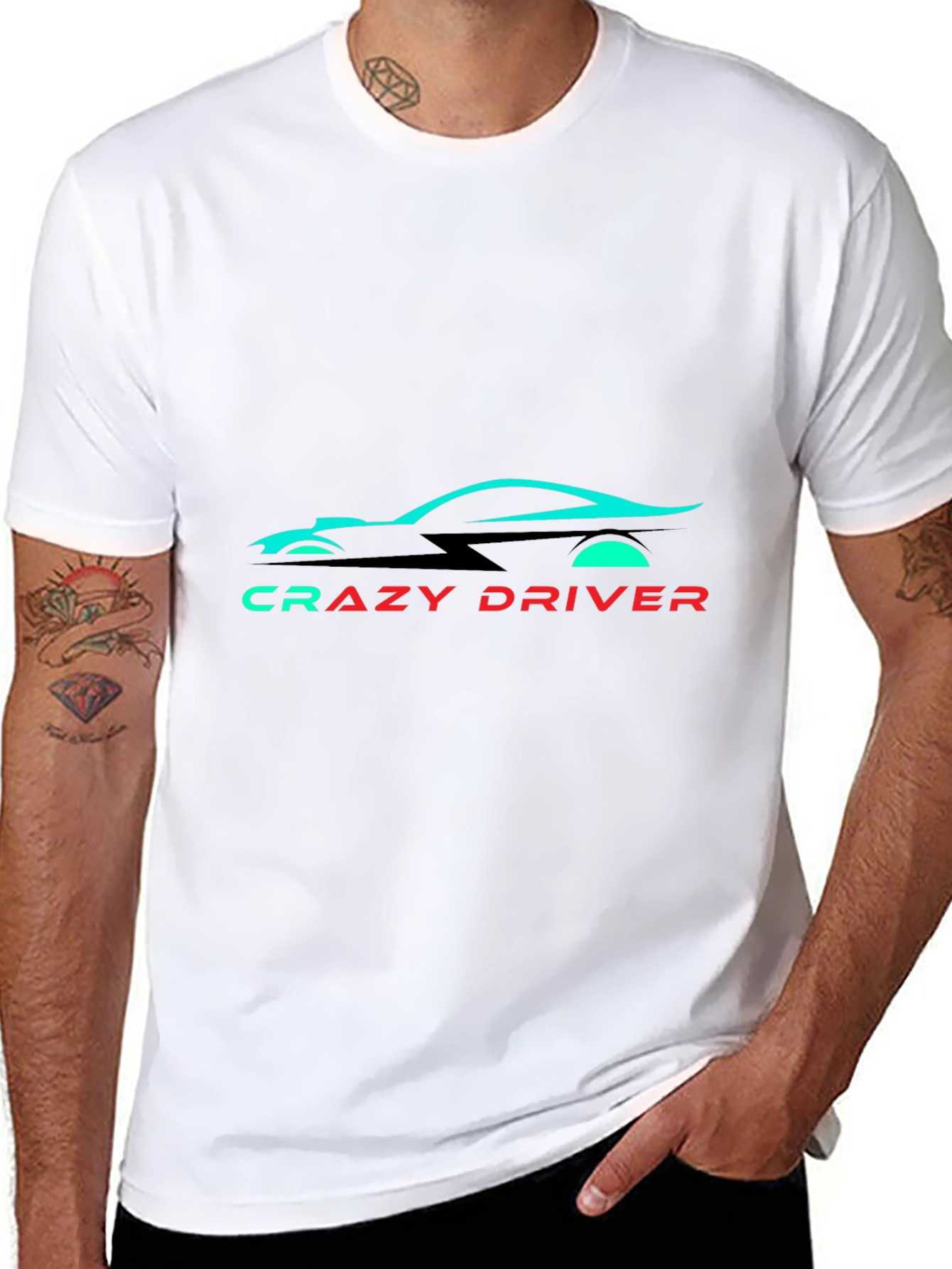 Crazy Driver Graphic Tee - Black Cotton