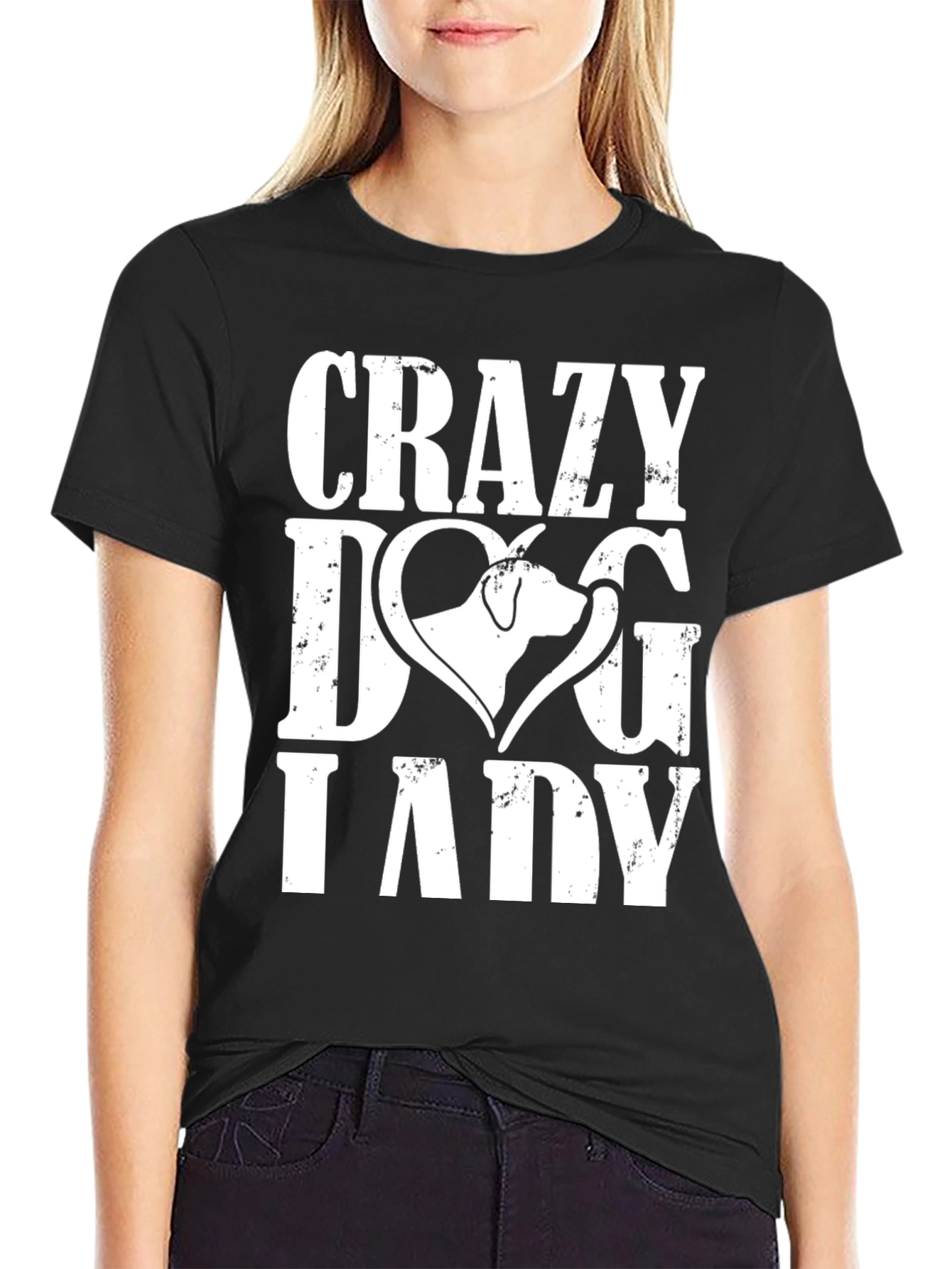 Crazy Dog Lady Graphic Tee - Black