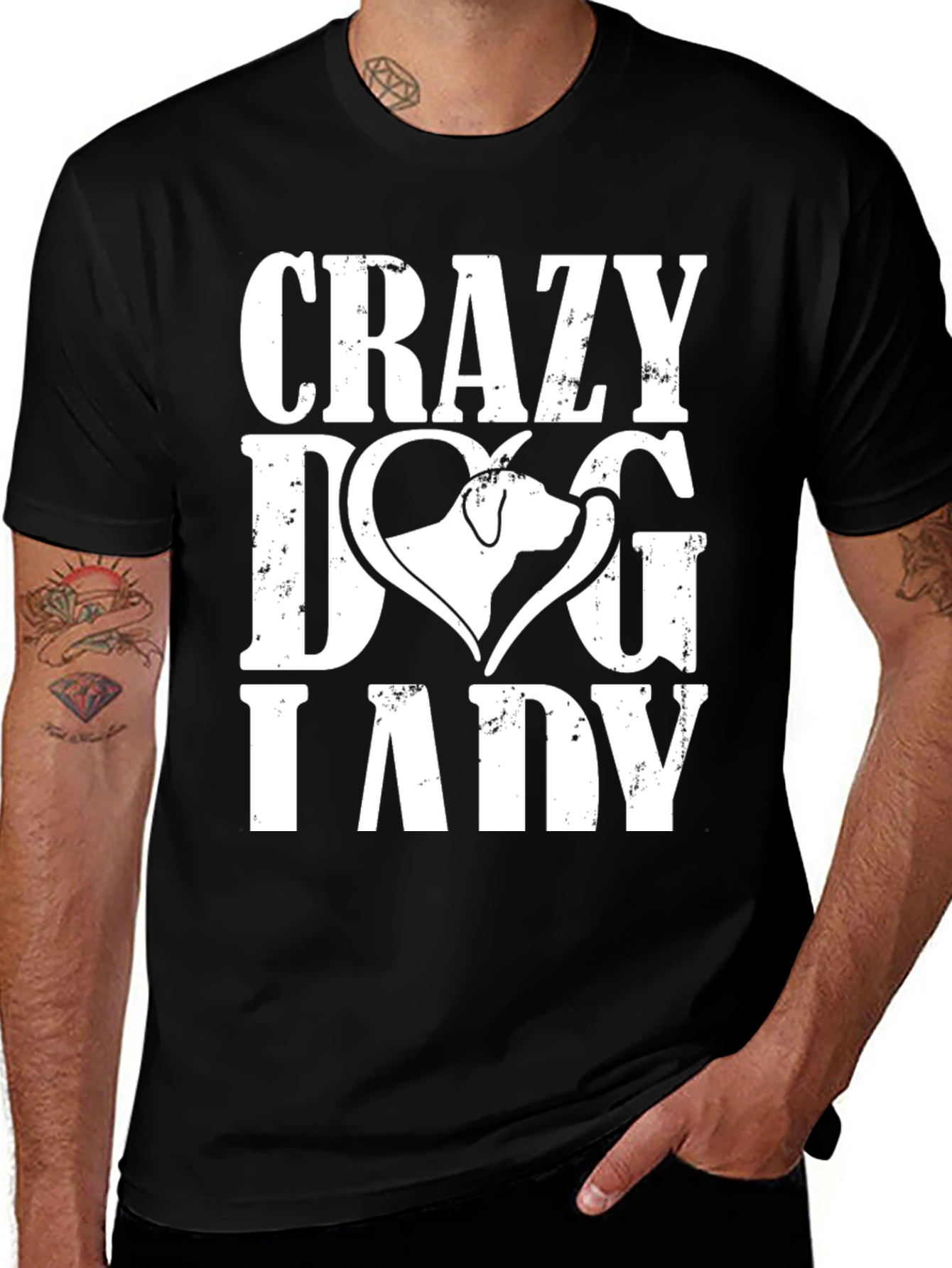 Crazy Dog Lady Graphic Tee - Black