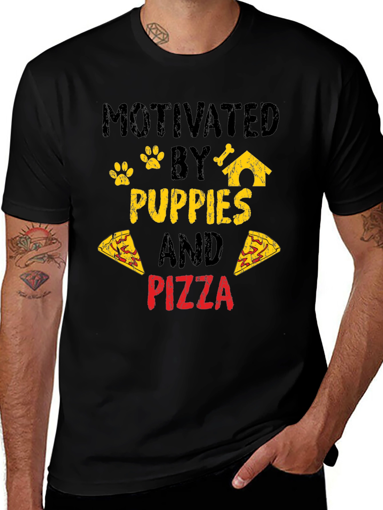 Puppies and Pizza T-Shirt - Funny Graphic Tee