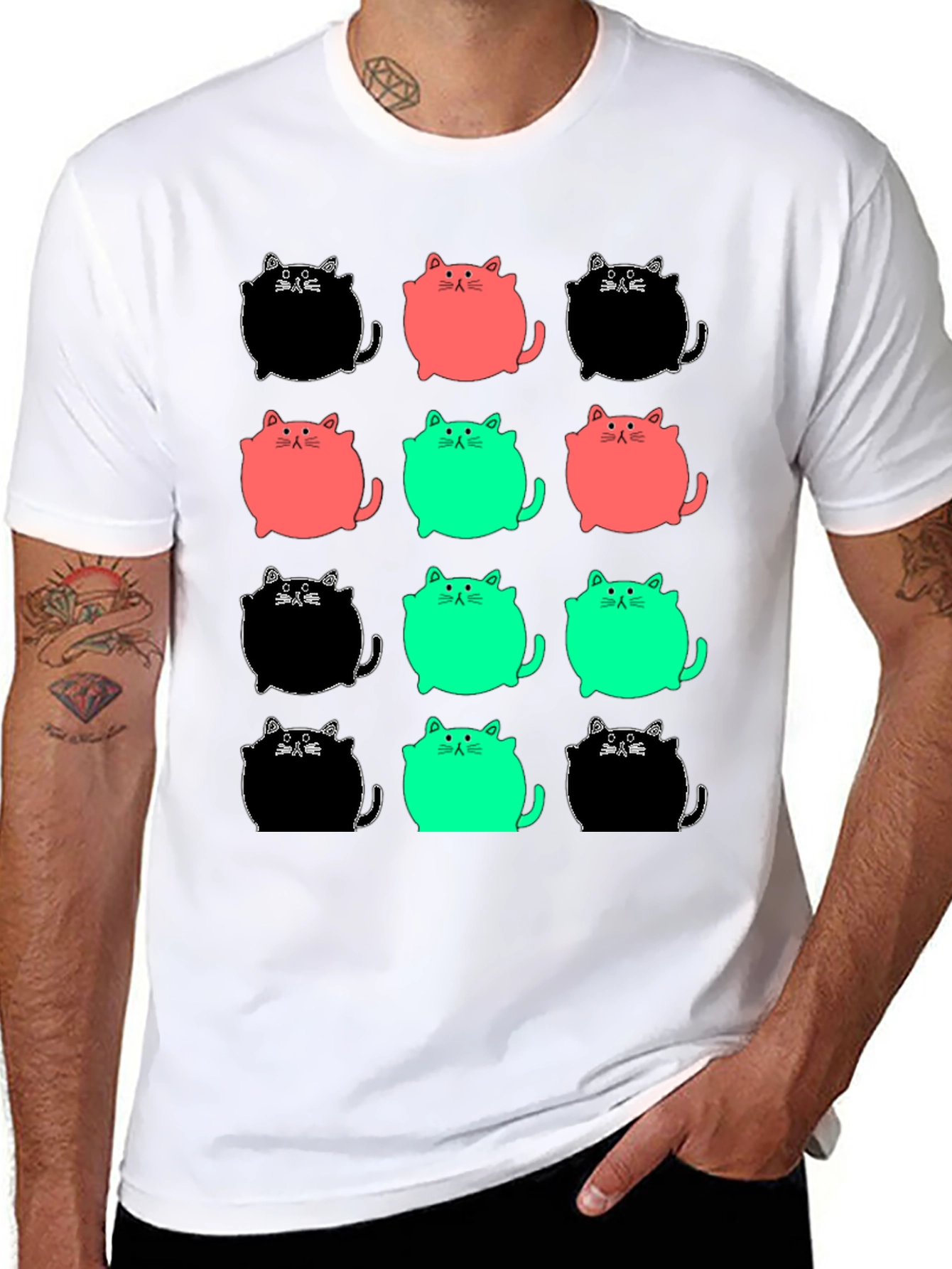 Funky Cat Pattern Tee