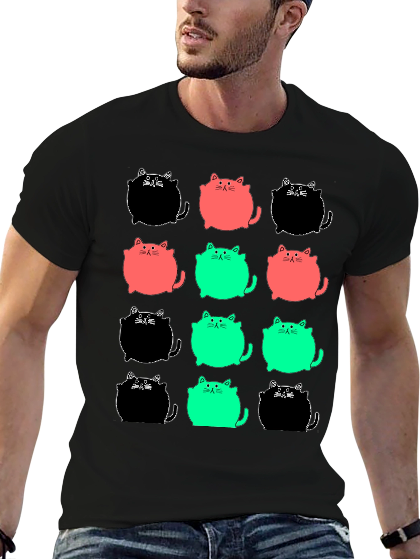 Funky Cat Pattern Tee