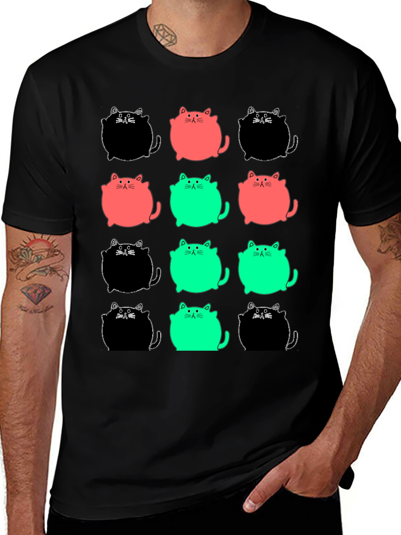 Funky Cat Pattern Tee