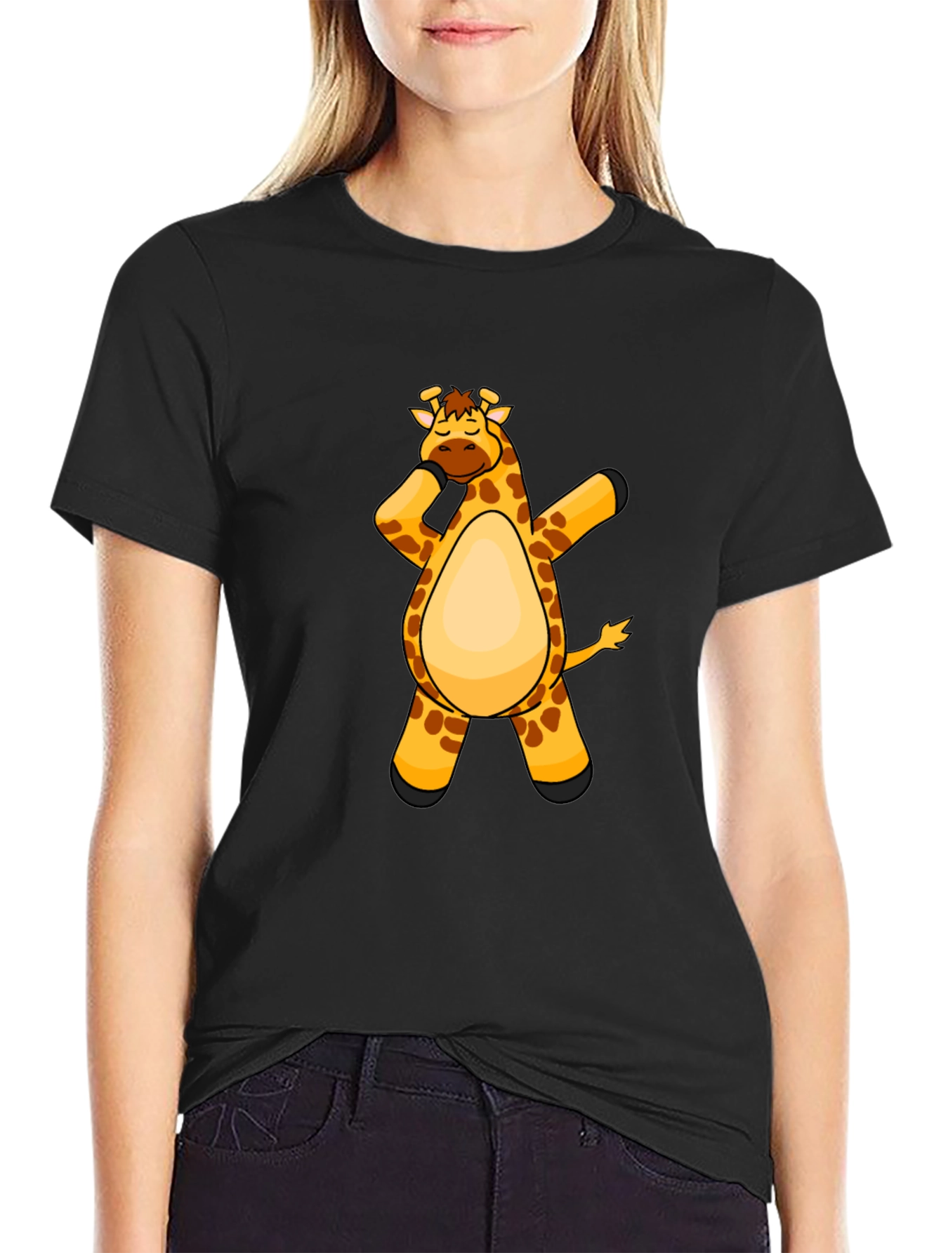 Dabbing Giraffe Graphic Tee - Mens Black T-Shirt