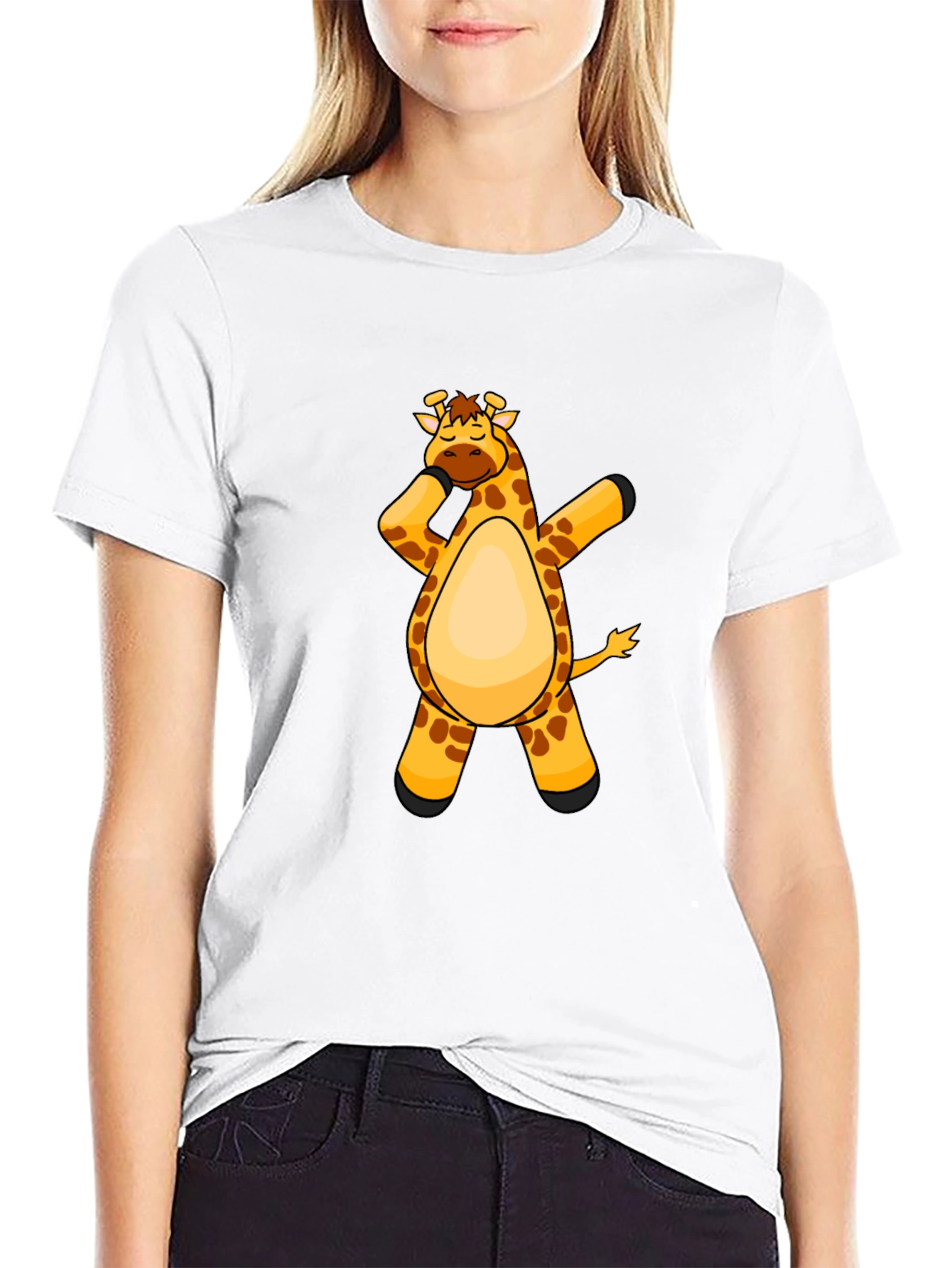 Dabbing Giraffe Graphic Tee - Mens Black T-Shirt