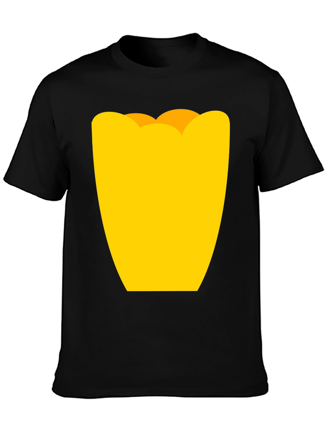 Mens Black Graphic Tee - Yellow Tulip Design