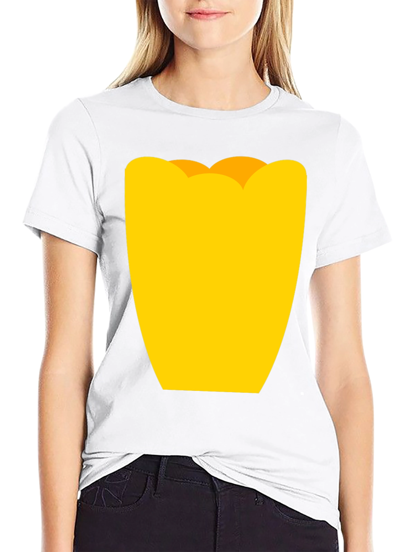 Mens Black Graphic Tee - Yellow Tulip Design