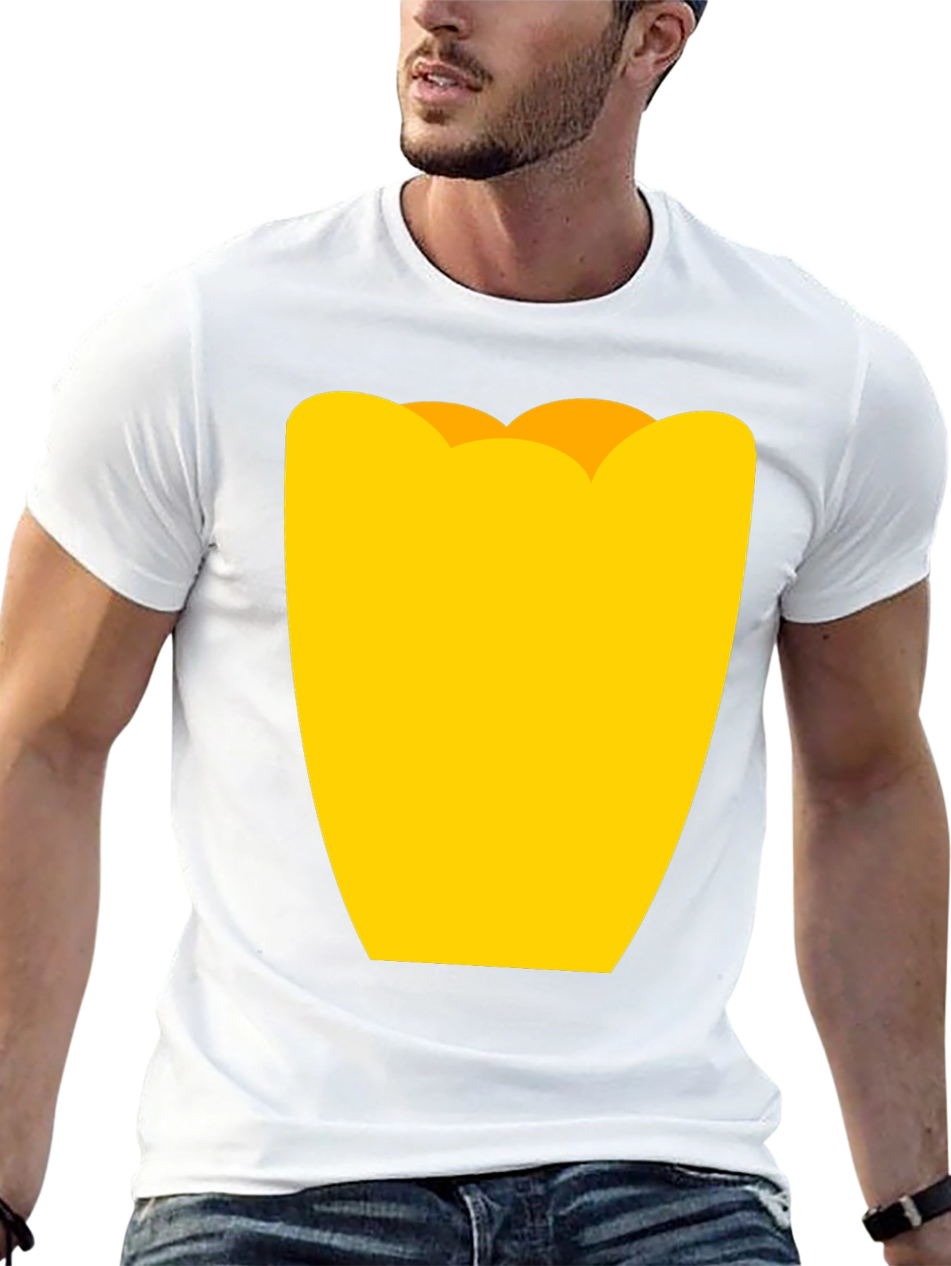 Mens Black Graphic Tee - Yellow Tulip Design