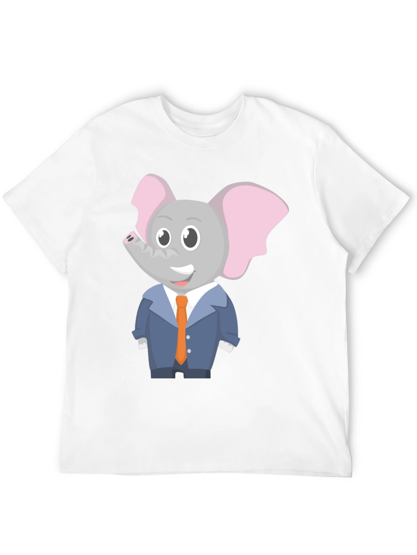 Elephant Cartoon Character Black T-Shirt