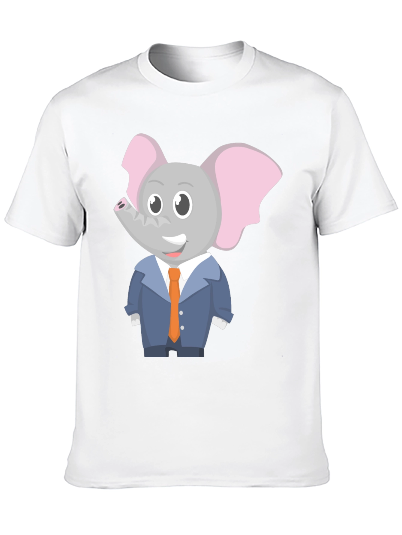 Elephant Cartoon Character Black T-Shirt