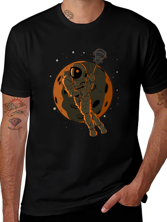 Astronaut Lacrosse Moon T-Shirt - Space Sport Tee