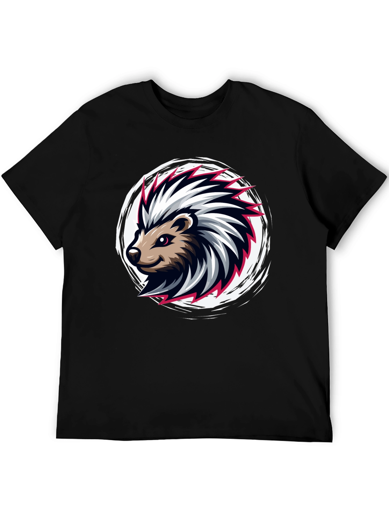 Cool Porcupine Graphic Black T-Shirt