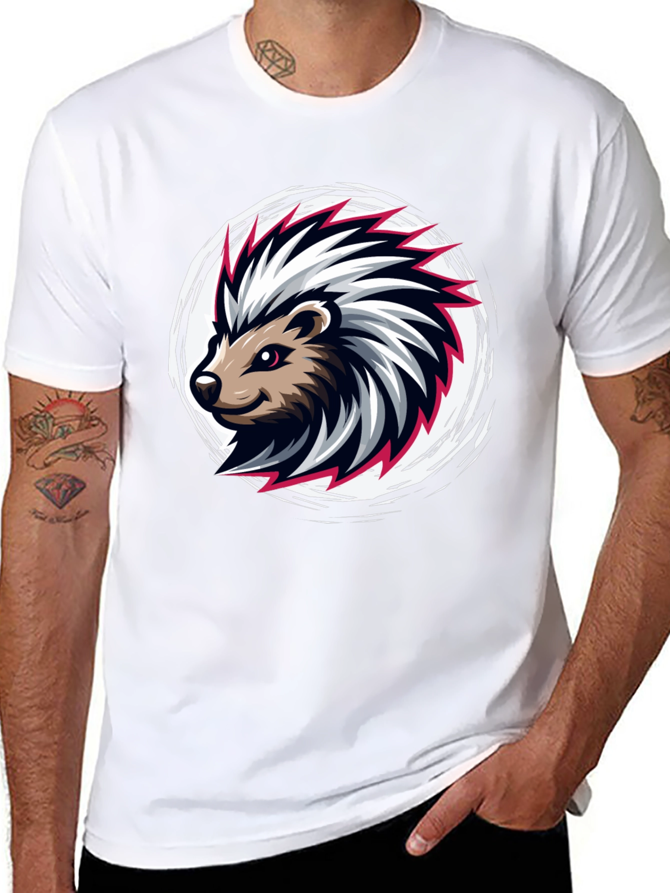 Cool Porcupine Graphic Black T-Shirt