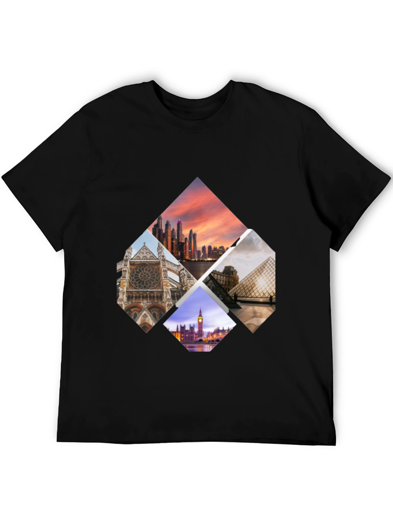 Landmark Collage Black T-Shirt