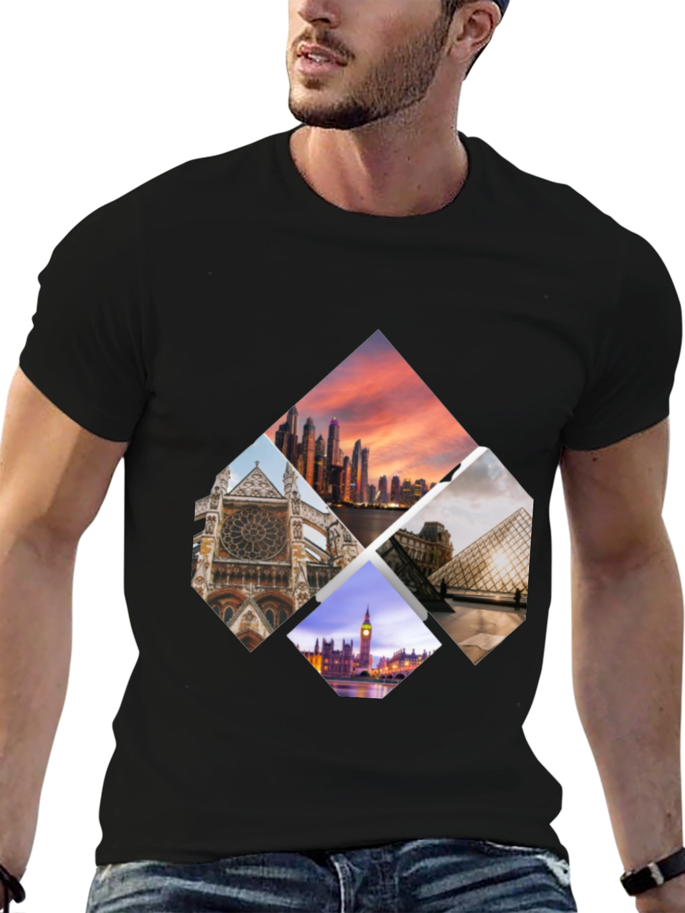 Landmark Collage Black T-Shirt