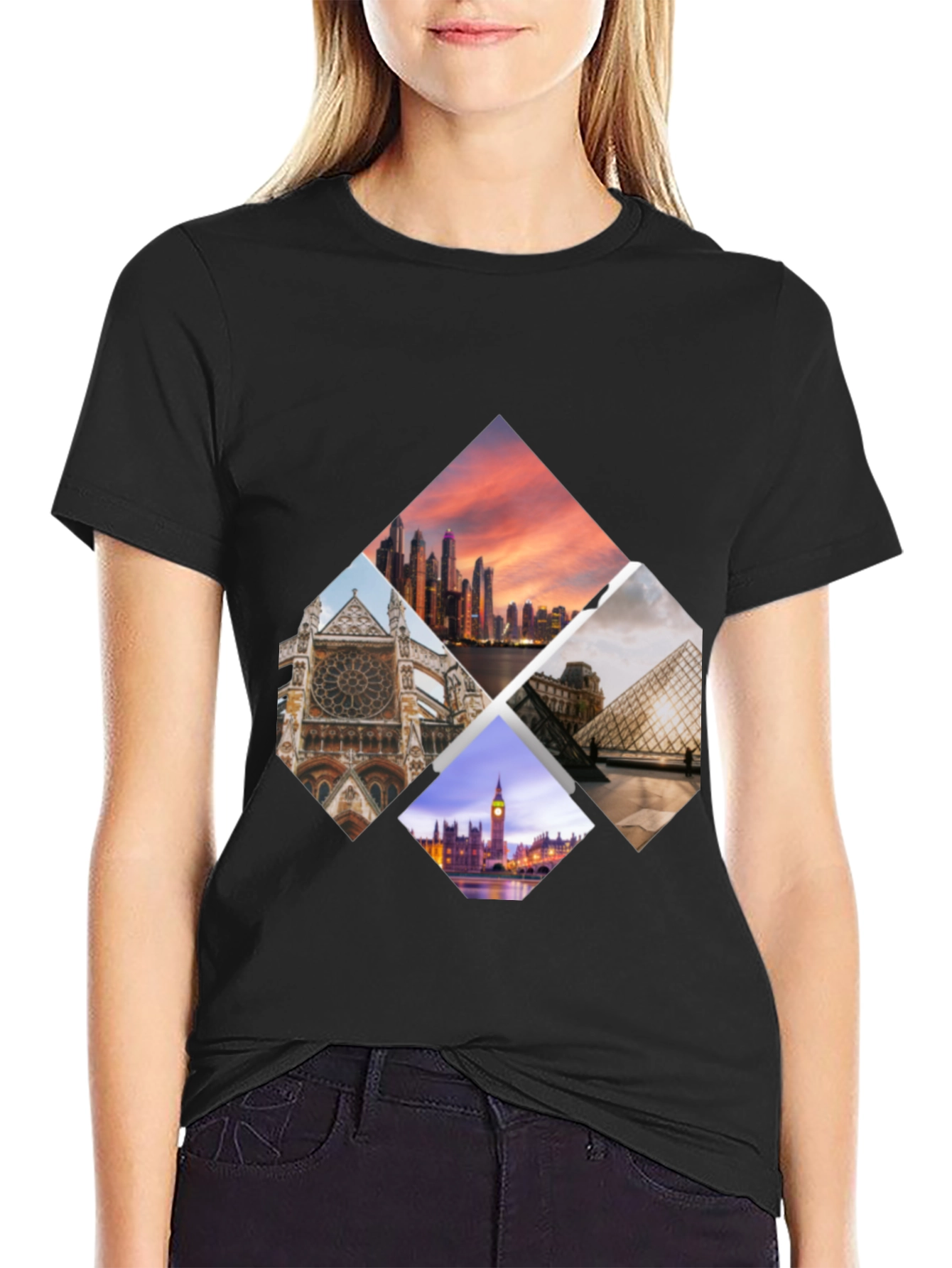 Landmark Collage Black T-Shirt
