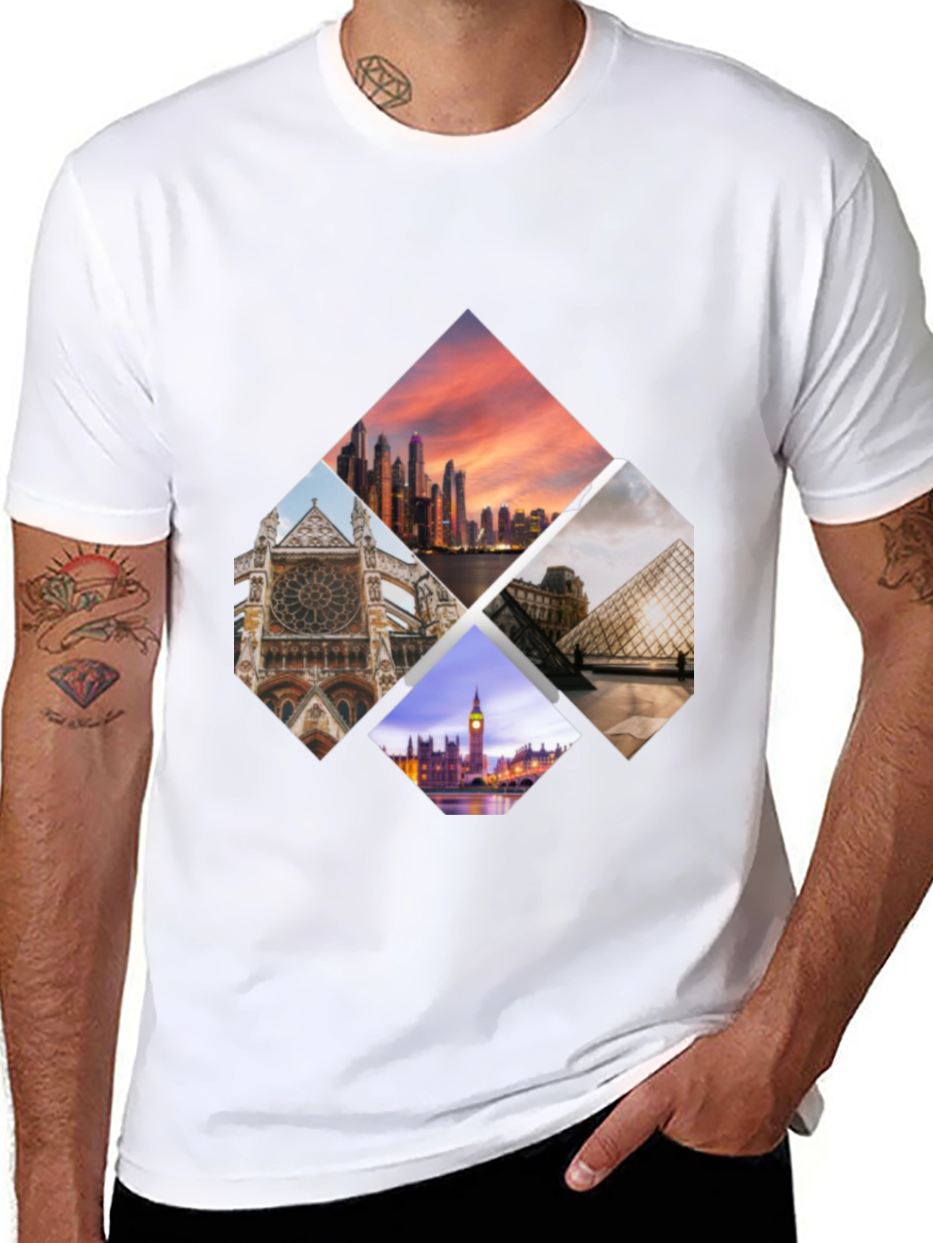 Landmark Collage Black T-Shirt