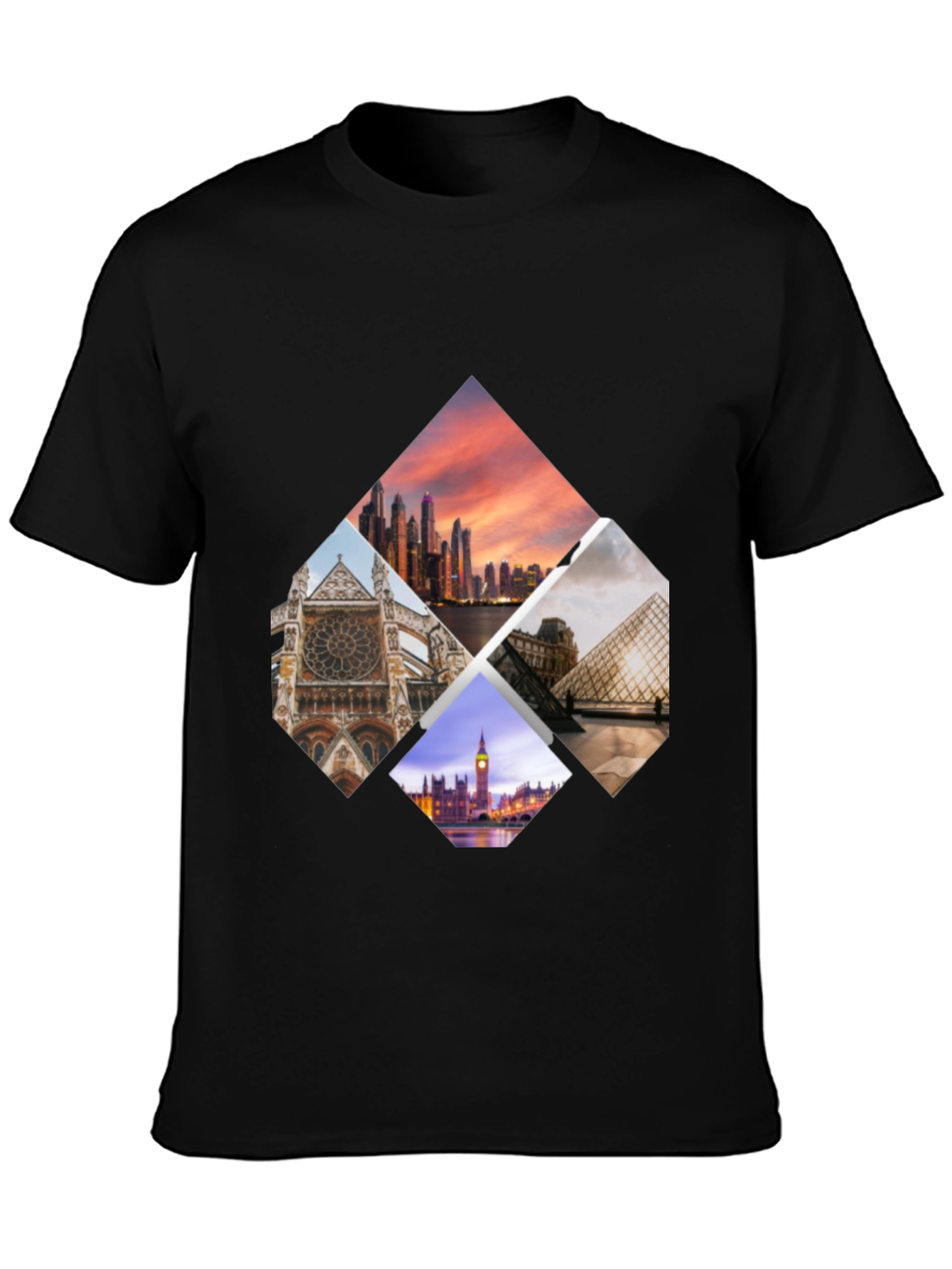Landmark Collage Black T-Shirt