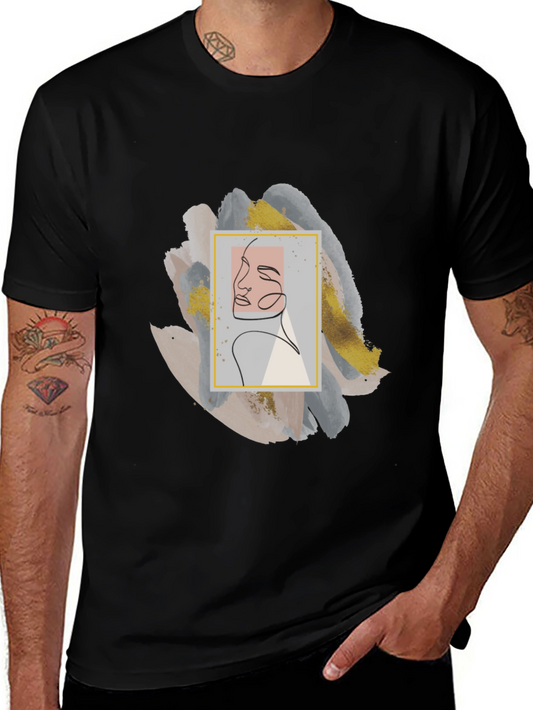 Abstract Face Line Art Graphic Tee - Stylish Unisex T-Shirt