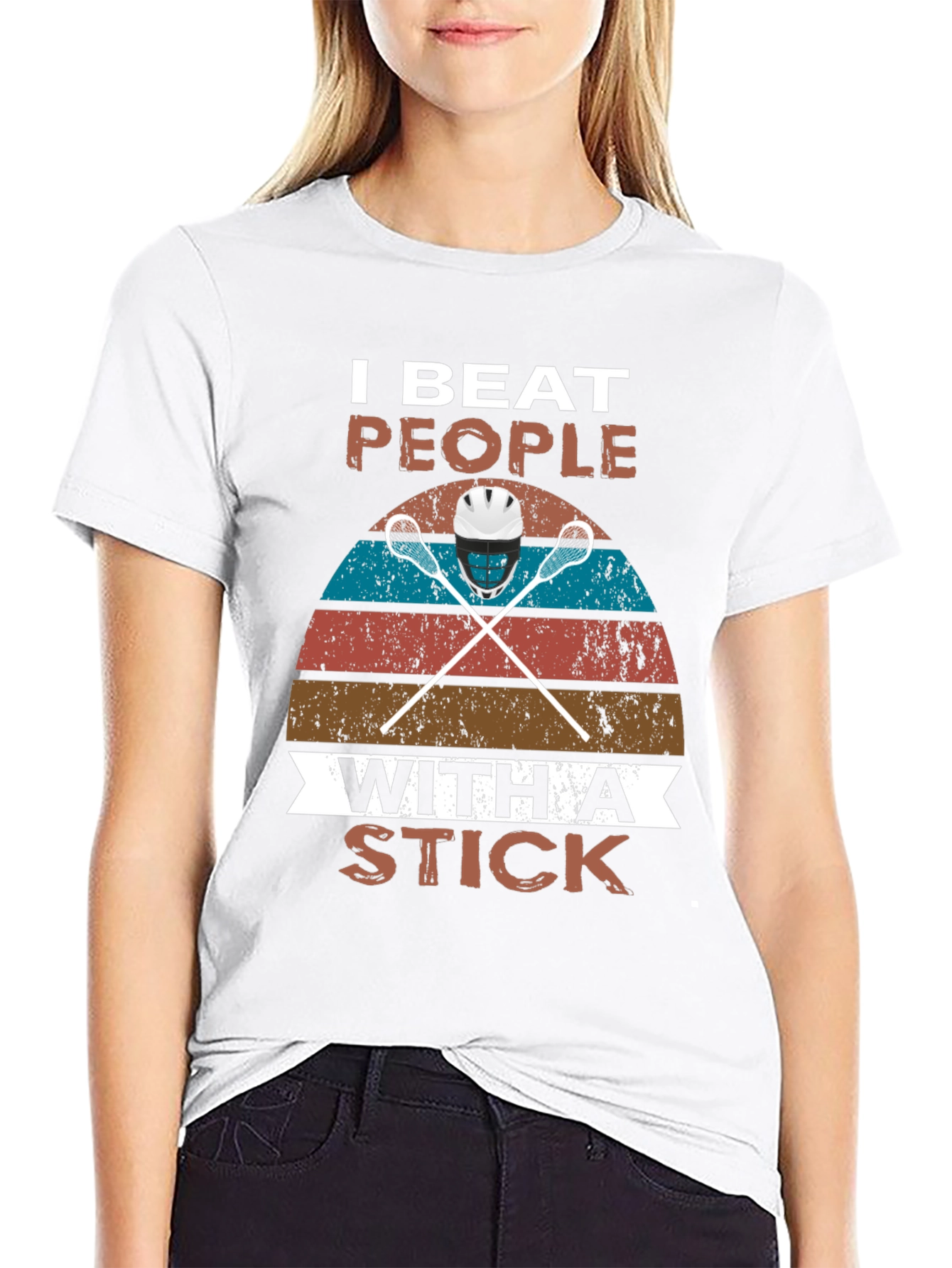 I Beat People With A Stick Lacrosse T-Shirt