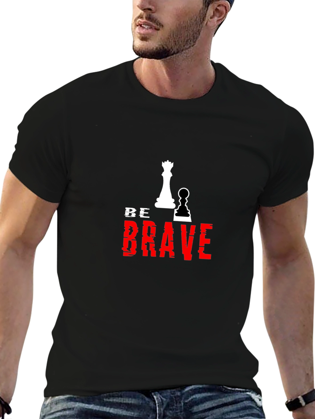 Be Brave Chess T-Shirt - Black Graphic Tee