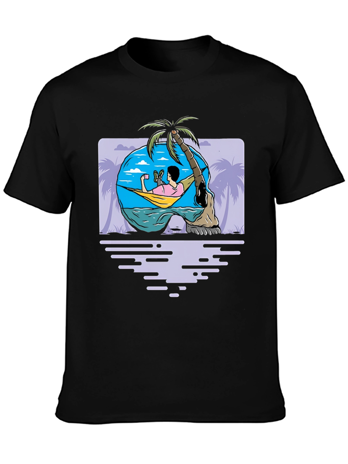 Skull Beach Graphic T-Shirt - Relaxing Vibes