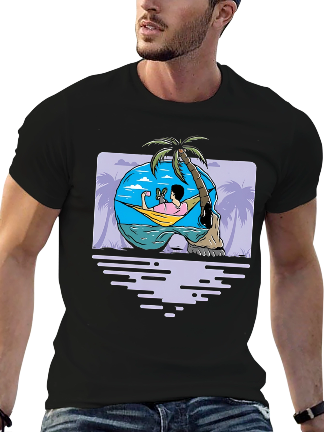 Skull Beach Graphic T-Shirt - Relaxing Vibes