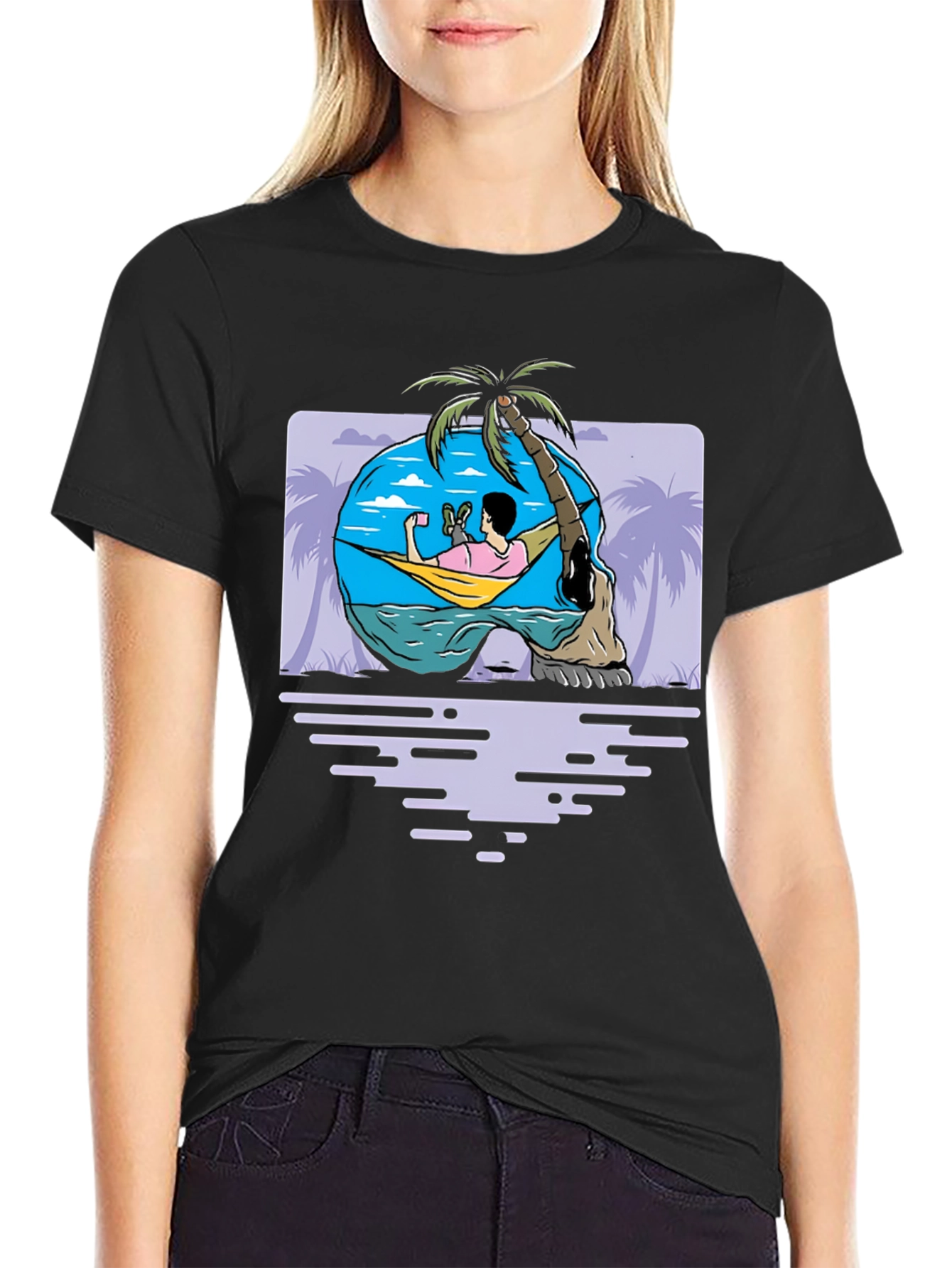 Skull Beach Graphic T-Shirt - Relaxing Vibes