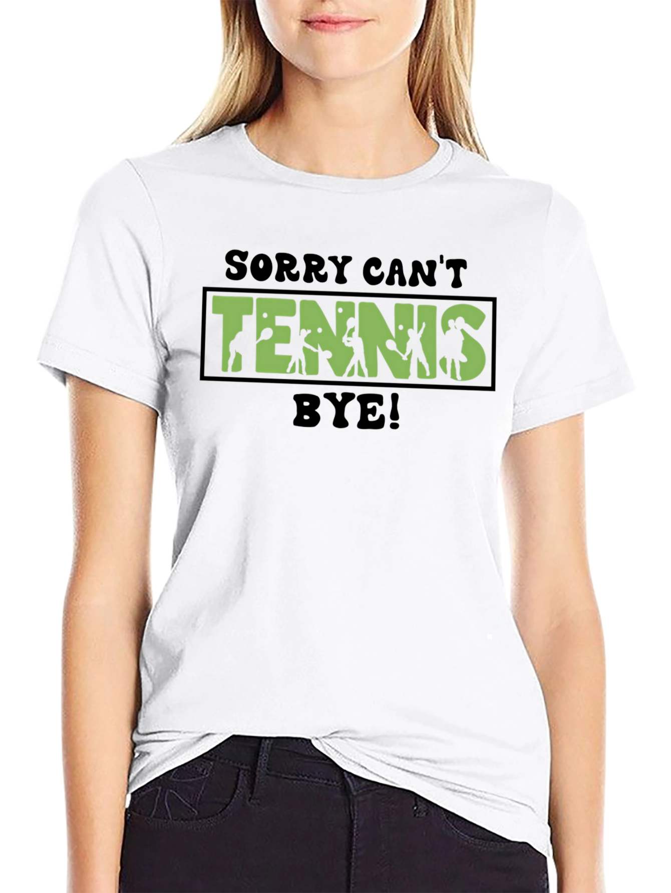 Sorry Cant Tennis Bye! Black T-Shirt