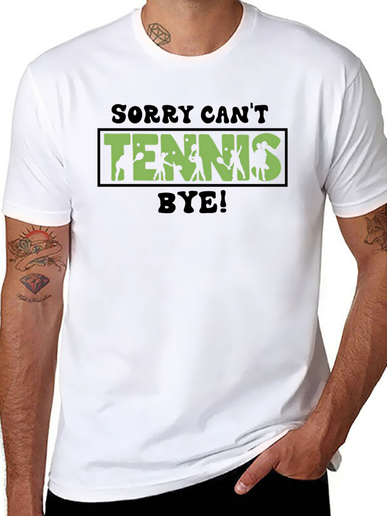 Sorry Cant Tennis Bye! Black T-Shirt