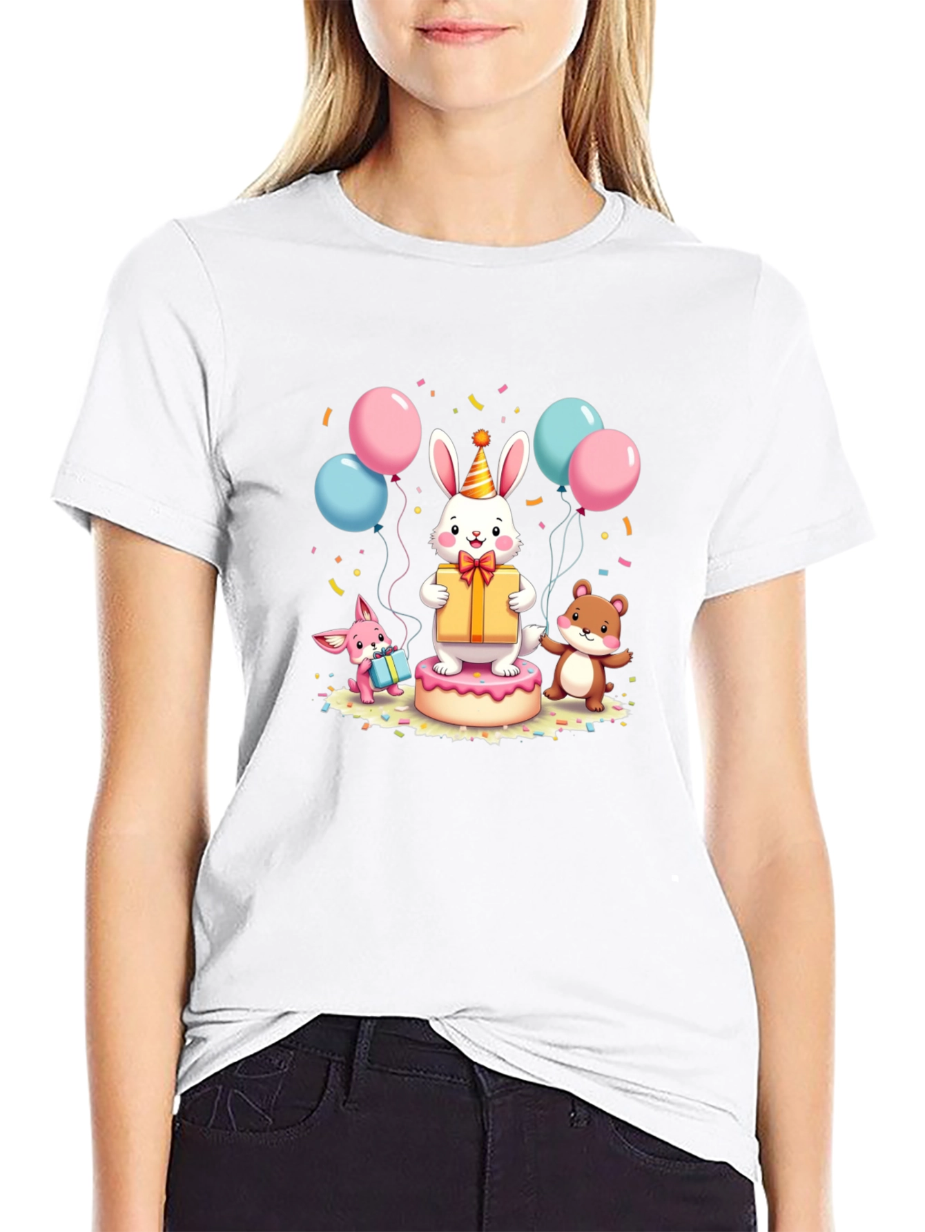 Festive Birthday Rabbit Graphic Tee
