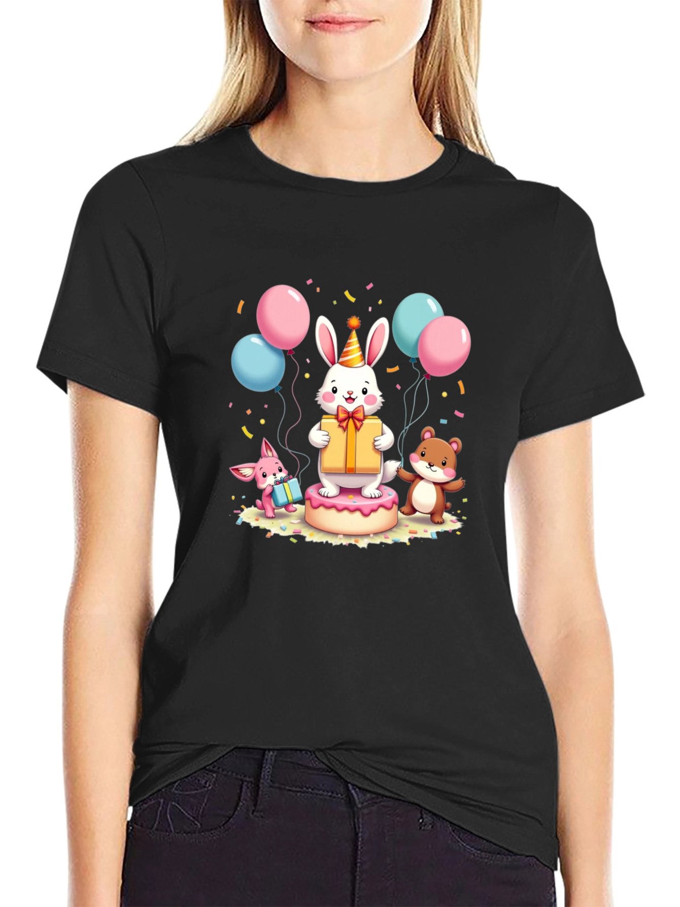 Festive Birthday Rabbit Graphic Tee