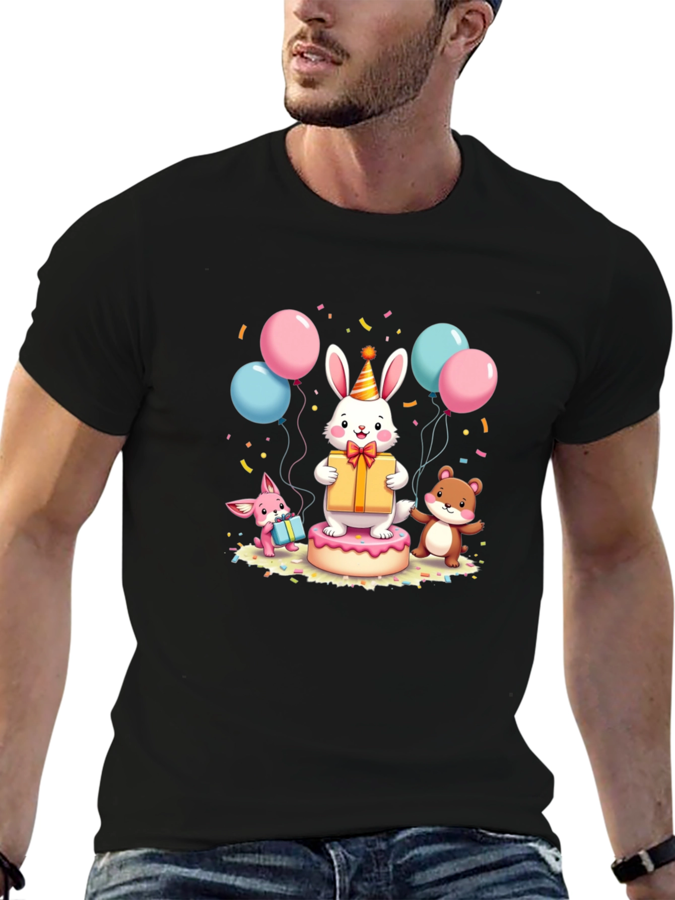 Festive Birthday Rabbit Graphic Tee
