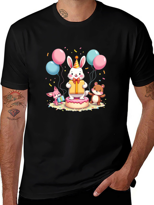 Festive Birthday Rabbit Graphic Tee