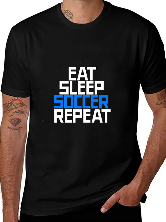 Eat Sleep Soccer Repeat Graphic Tee - Black