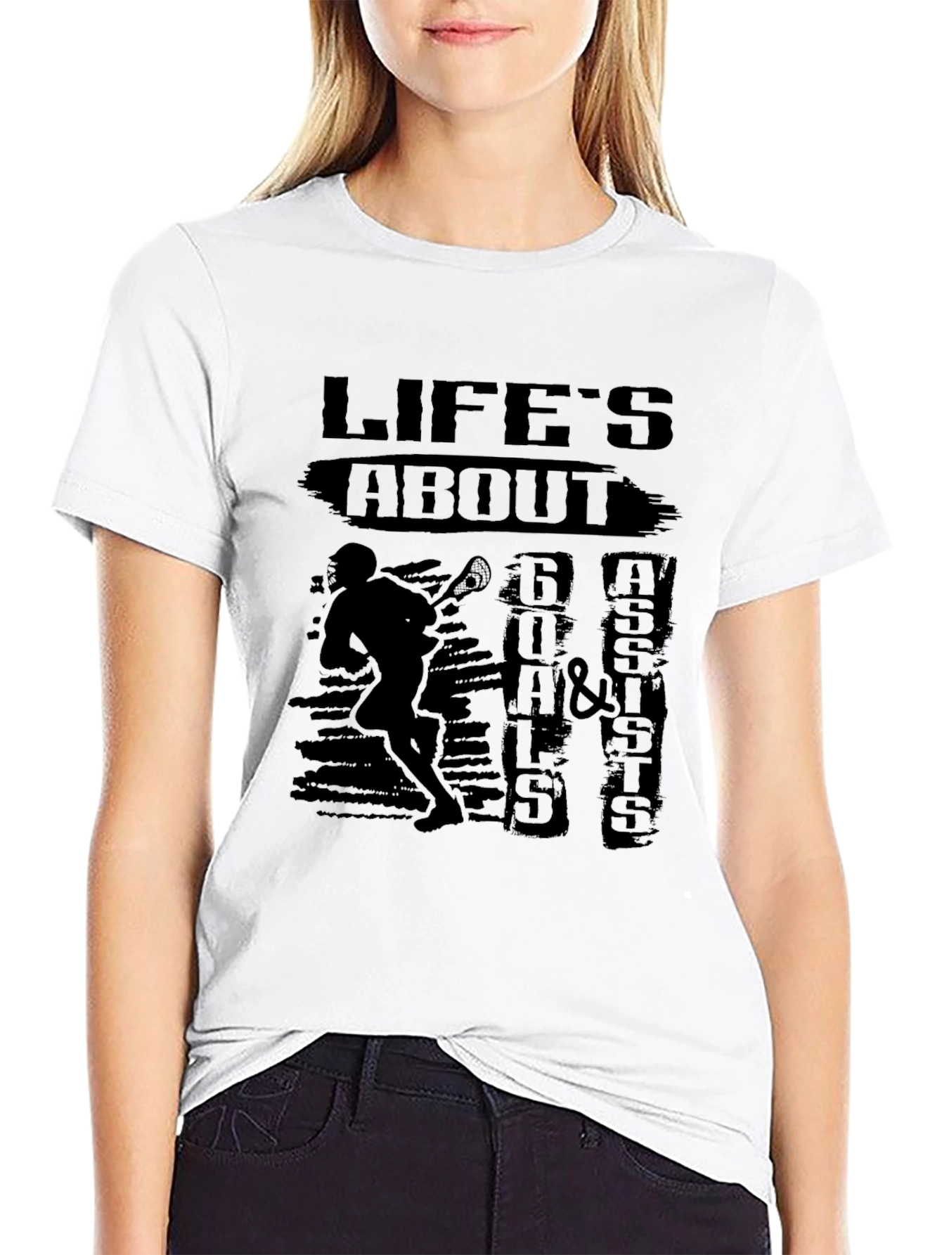 Lifes About Goals & Assists Black T-Shirt