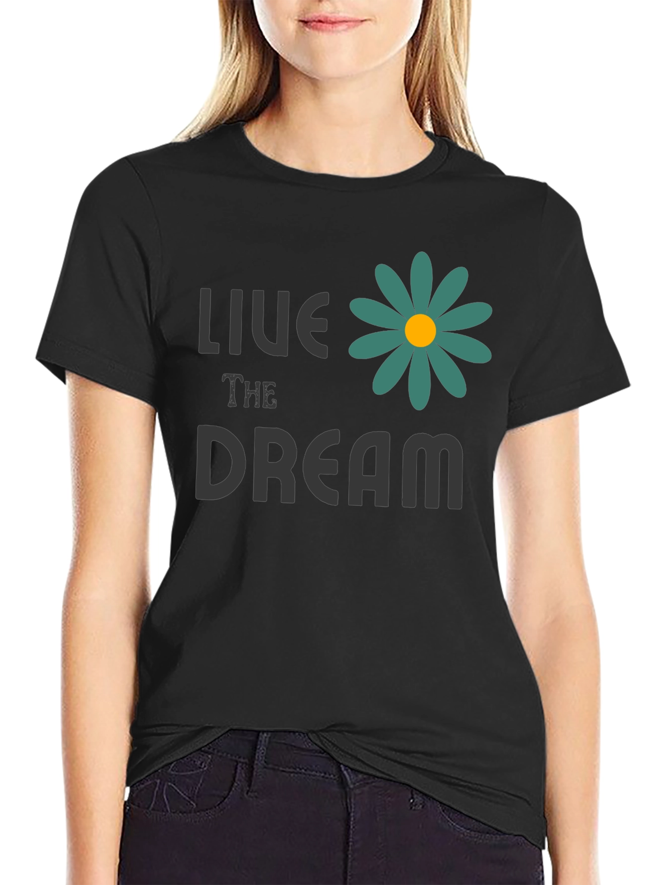 Live the Dream T-Shirt with Floral Design