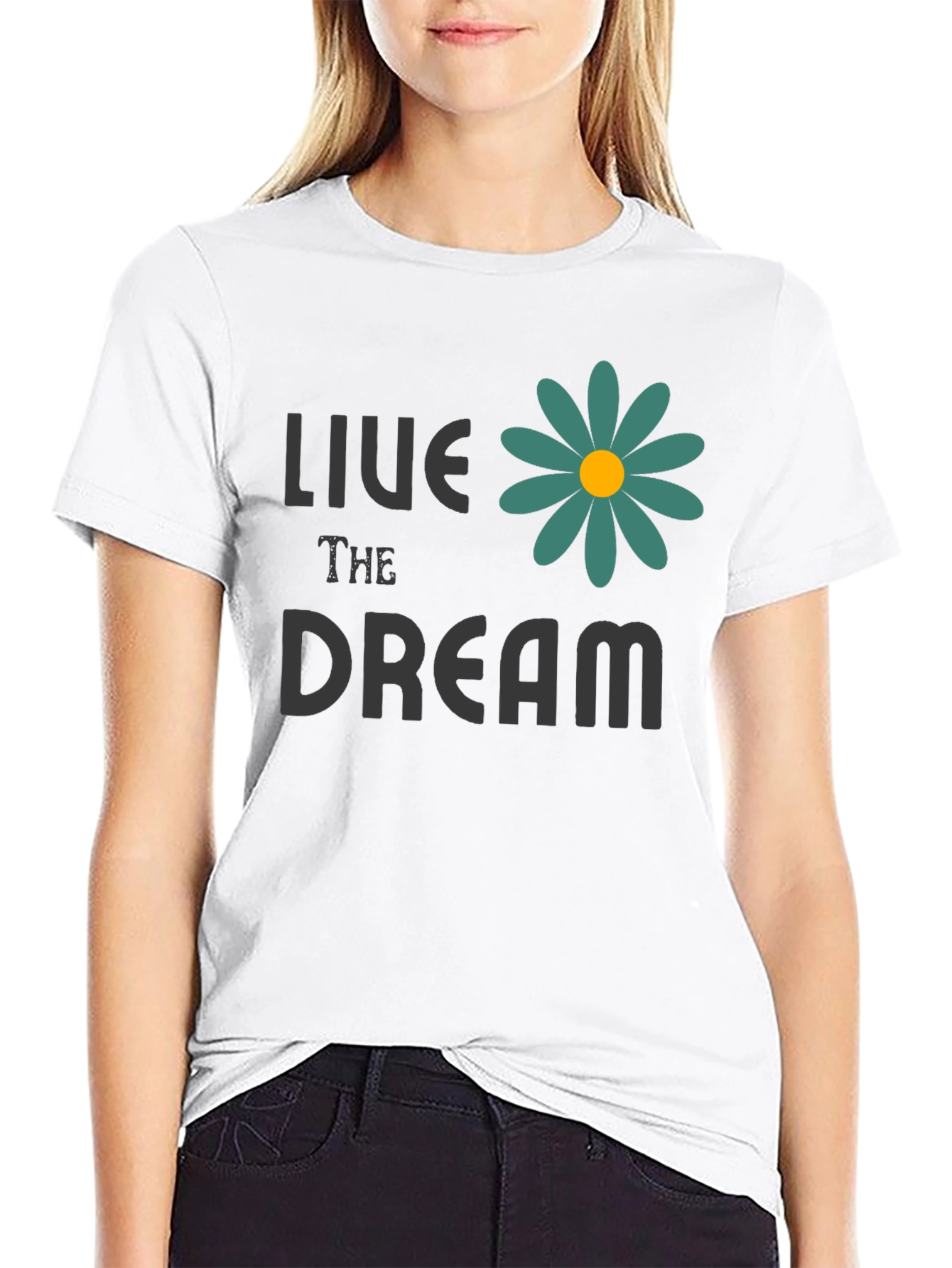 Live the Dream T-Shirt with Floral Design