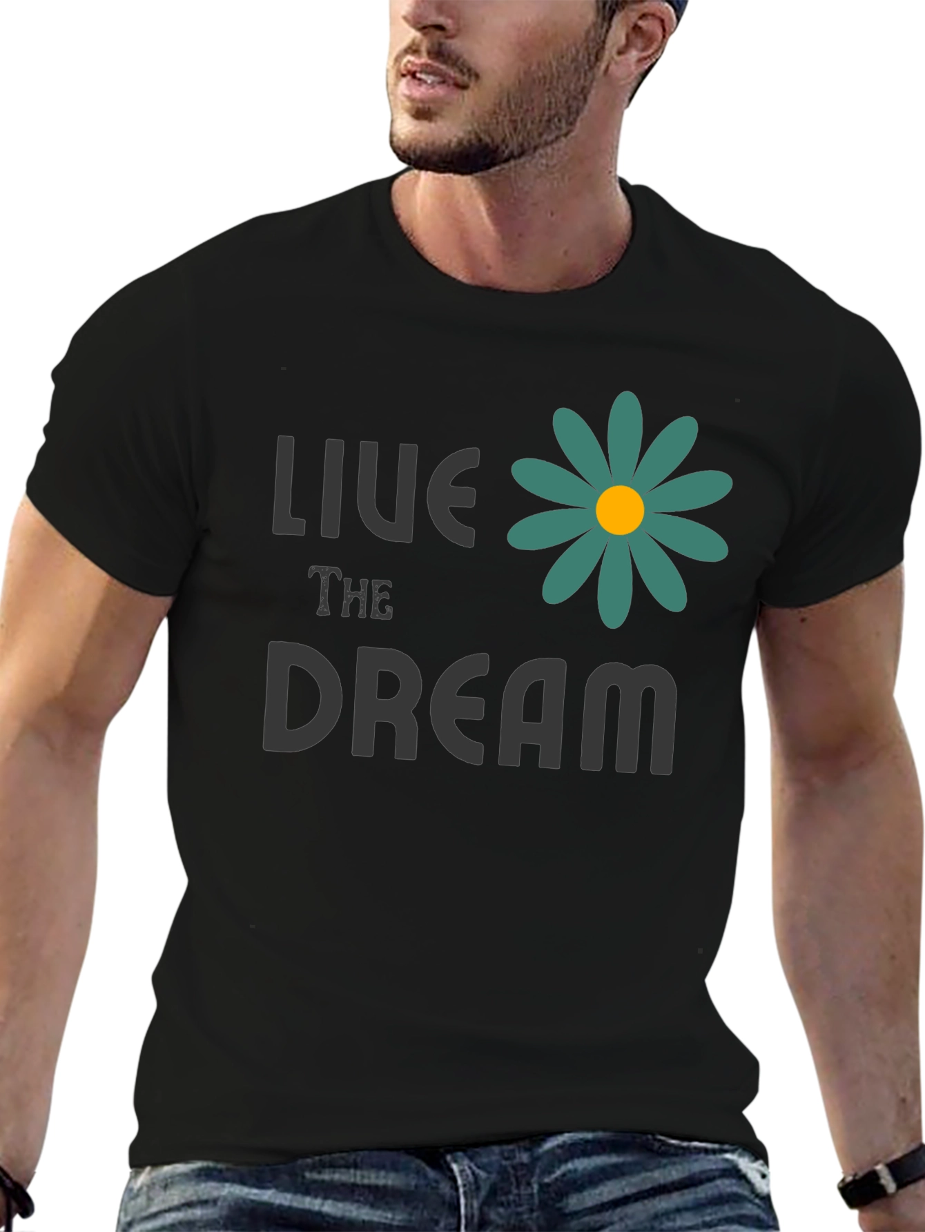 Live the Dream T-Shirt with Floral Design