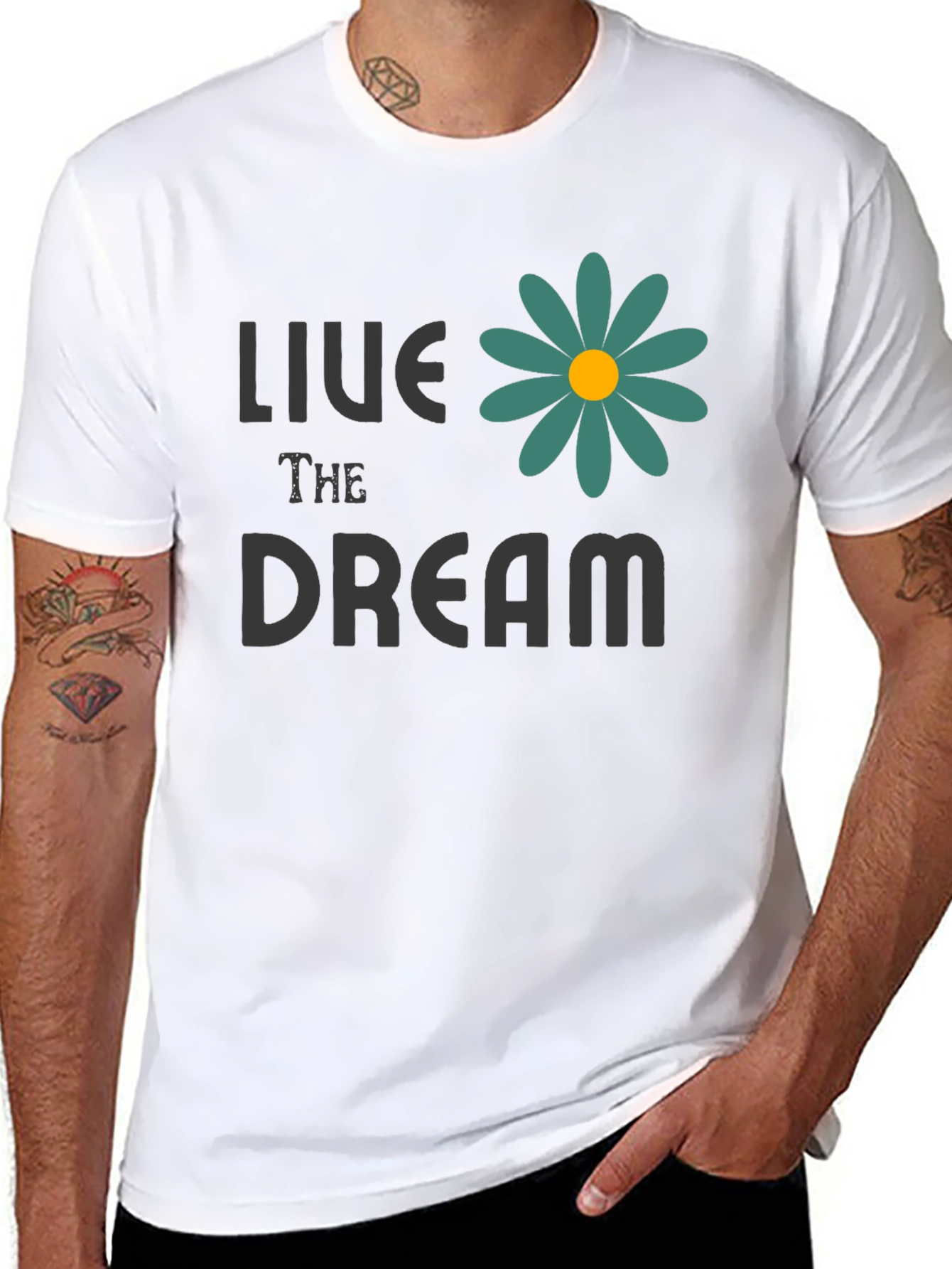 Live the Dream T-Shirt with Floral Design