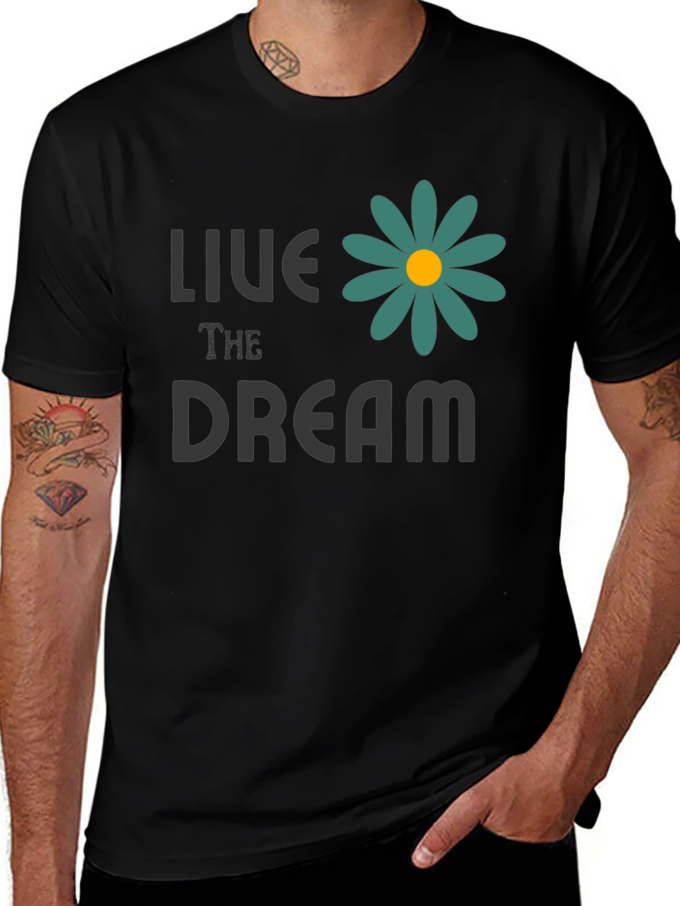 Live the Dream T-Shirt with Floral Design