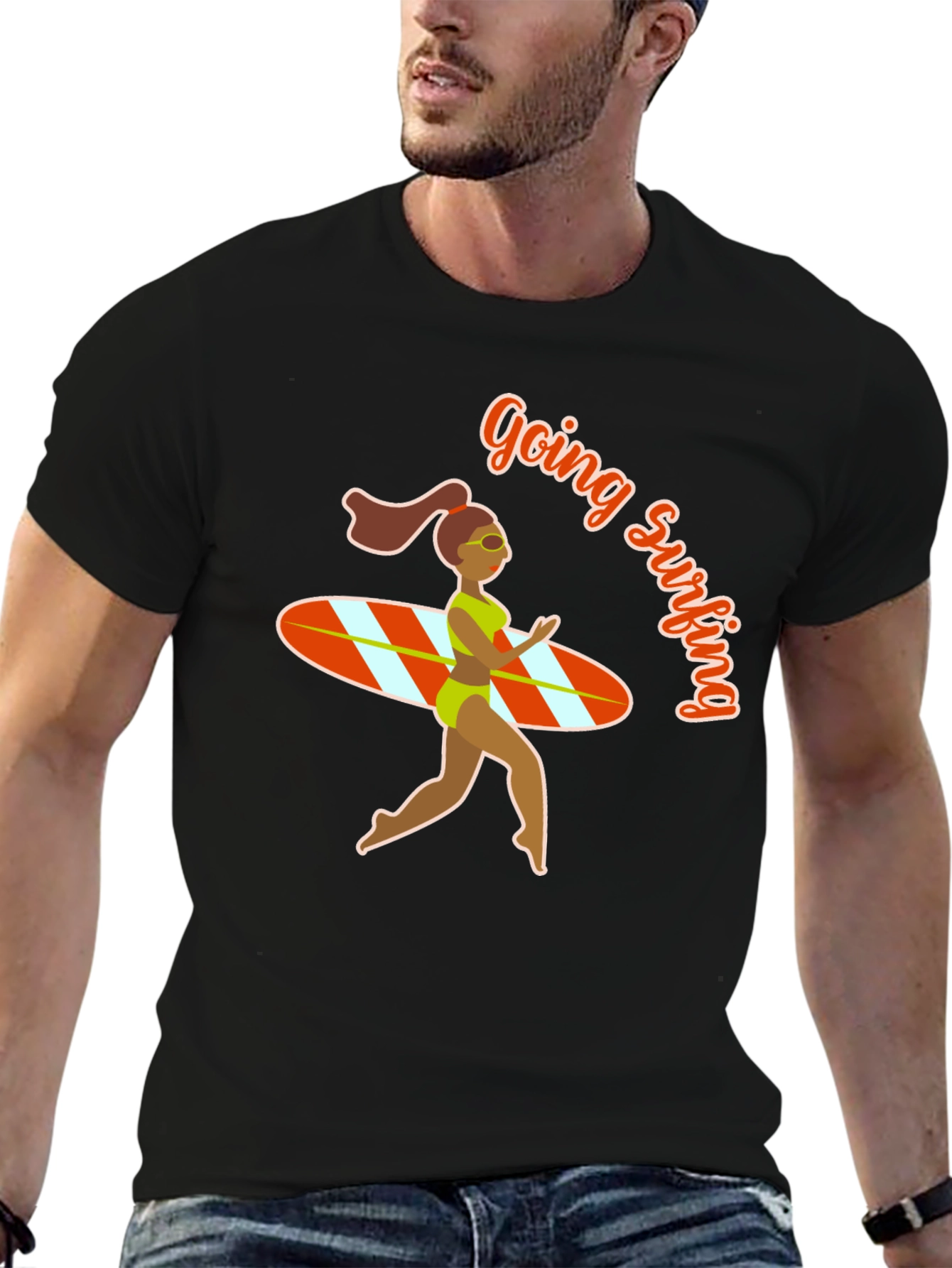 Going Surfing Black T-Shirt