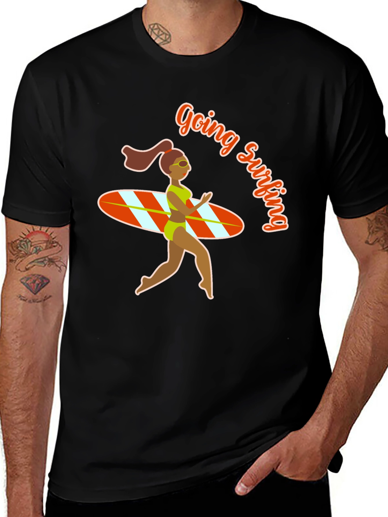 Going Surfing Black T-Shirt