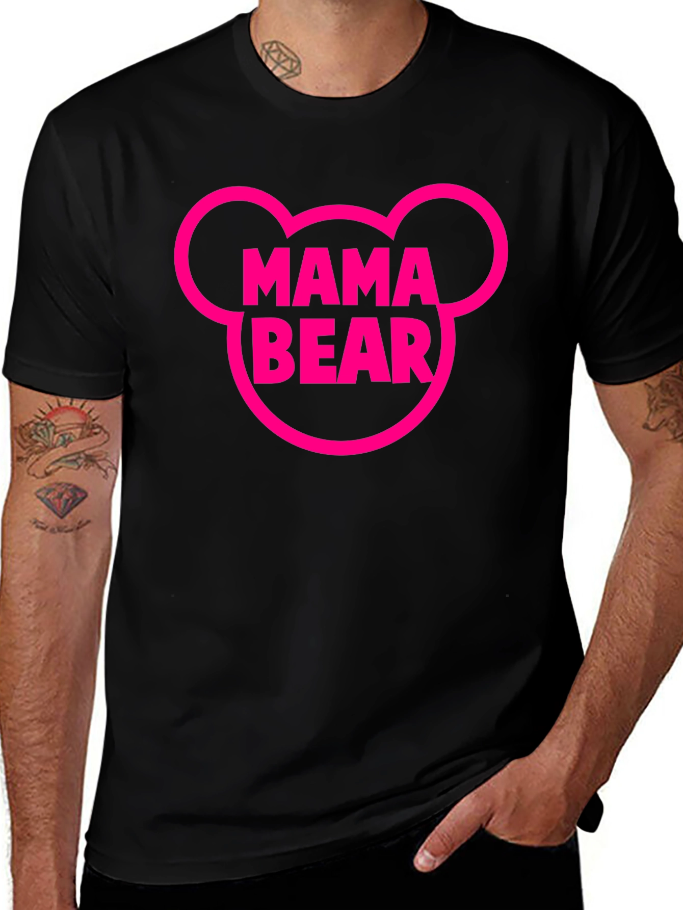 Mama Bear Graphic Tee - Black Cotton T-Shirt