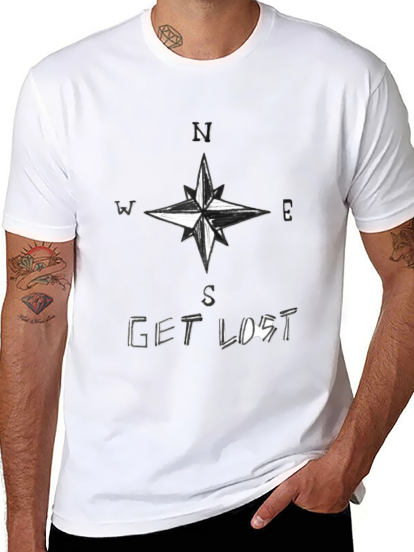 Get Lost Compass Black T-Shirt