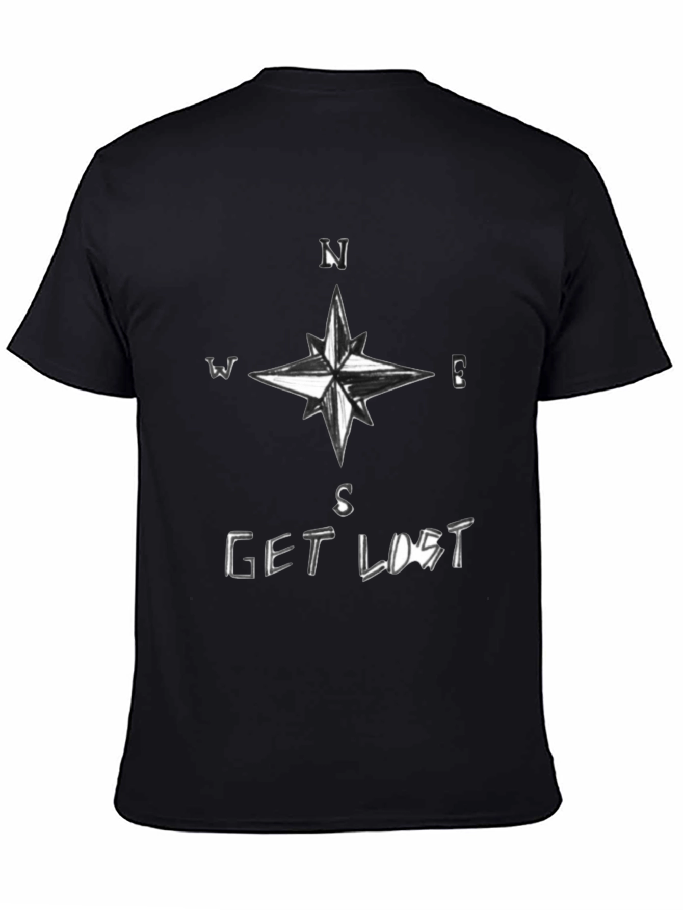 Get Lost Compass Black T-Shirt