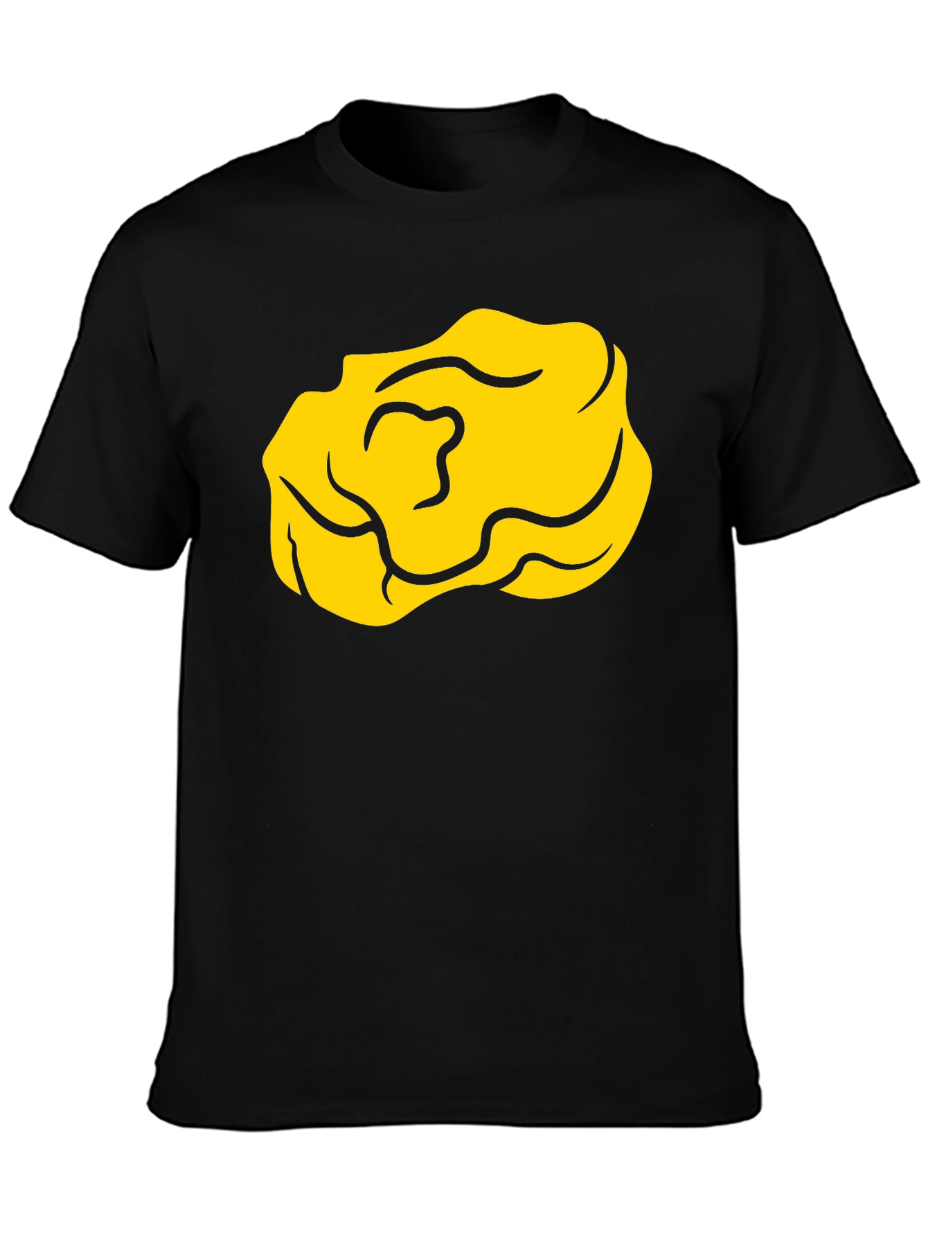Cartoon Yellow Nugget Black T-Shirt