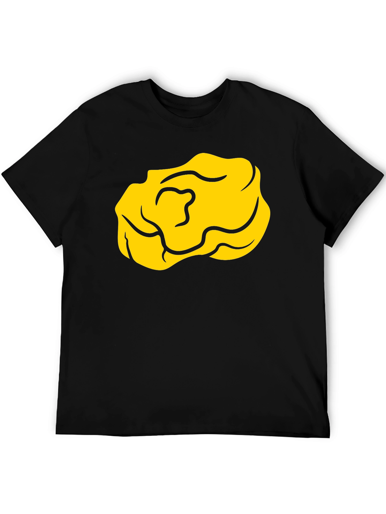 Cartoon Yellow Nugget Black T-Shirt