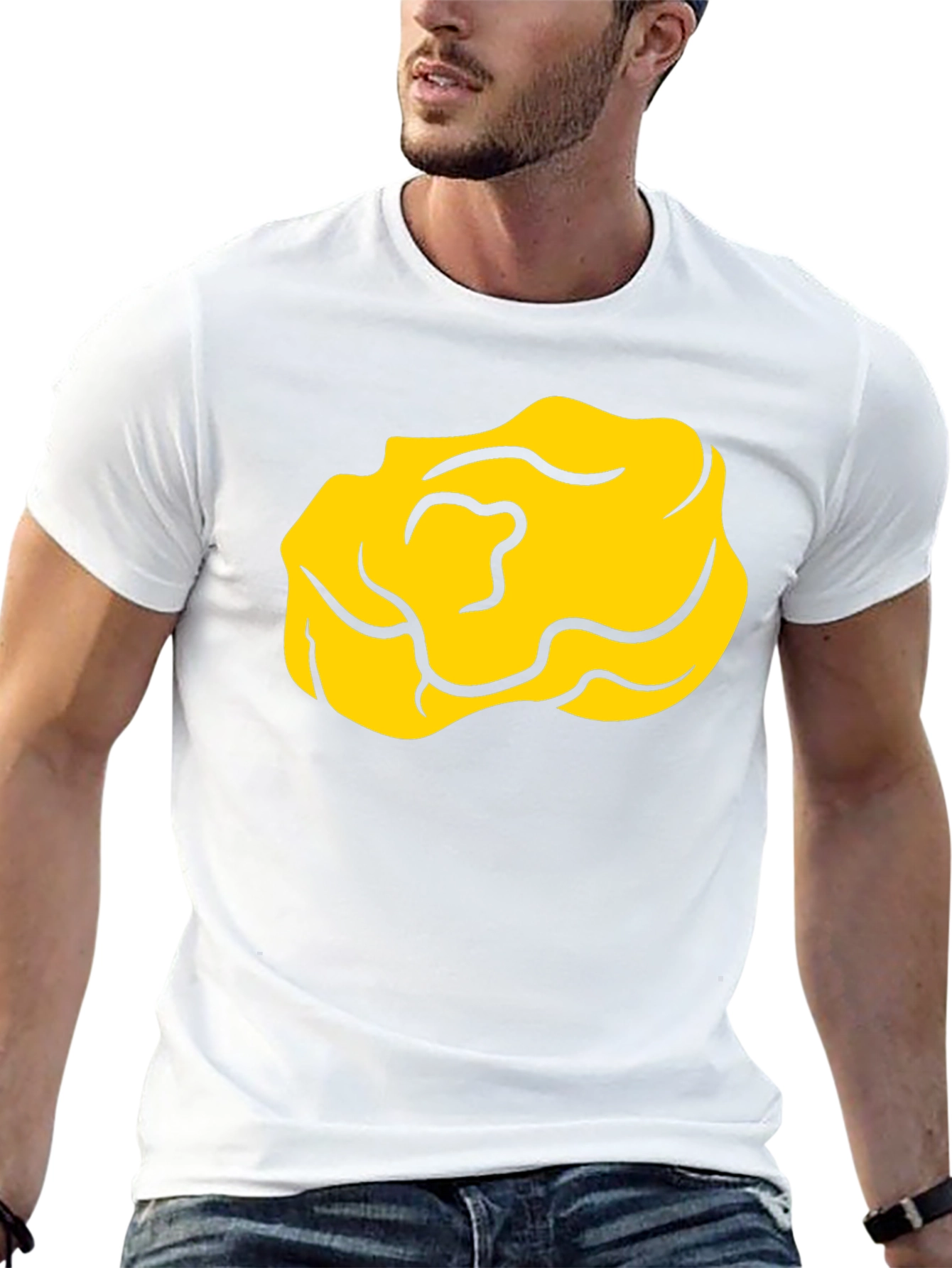 Cartoon Yellow Nugget Black T-Shirt